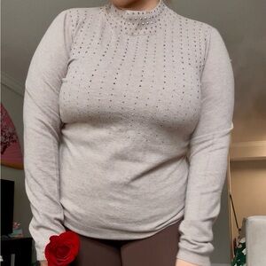 XL Beige Sweater with studs